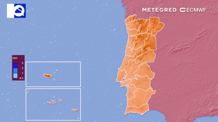 Os mapas desta semana demonstram que a precipitação será reduzida em Portugal Continental, embora se preveja a aproximação de uma gota fria.