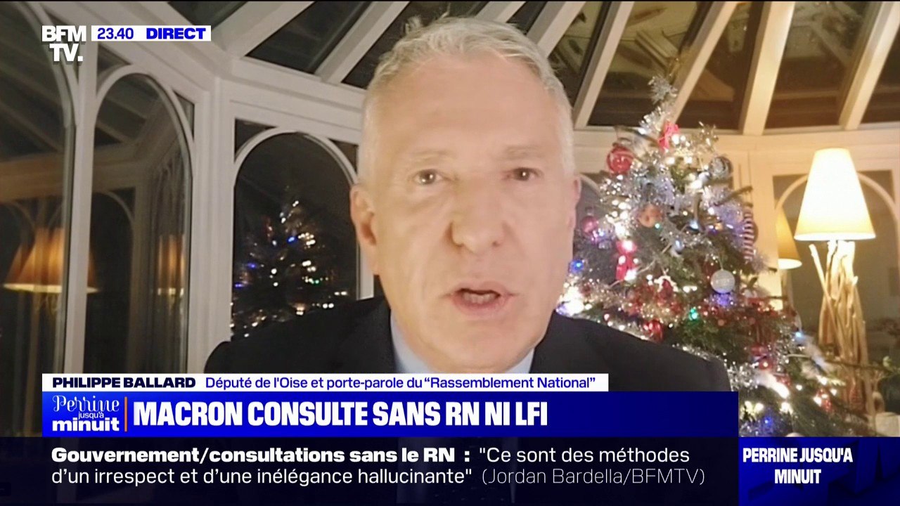 Consultations à l'Élysée sans RN et LFI: "Emmanuel Macron rajoute de l'huile sur le feu dans cette crise politique", estime Philippe Ballard (RN)