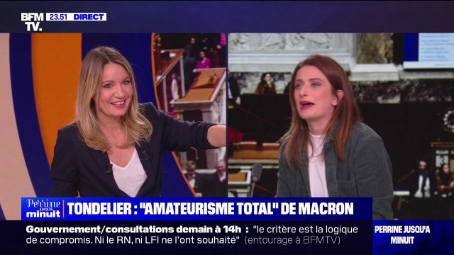 Consultations à l'Élysée: On ne va pas rencontrer Emmanuel Macron. On va rencontrer les autres forces politiques , déclare Marine Tondelier (les Écologistes)