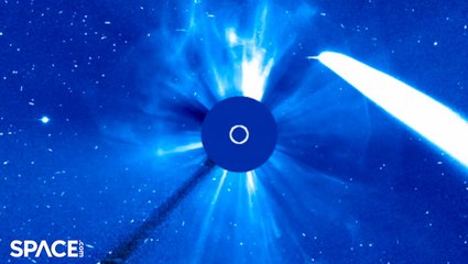 Comet A3 Photobombs Sun Observatory During Powerful X-Flare