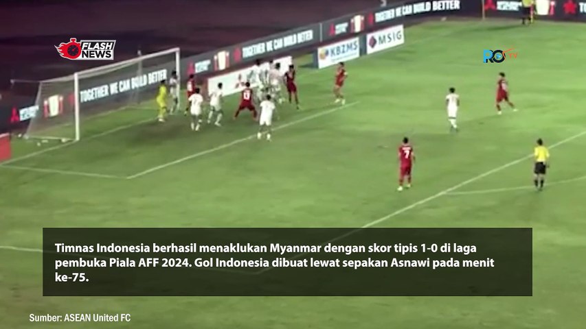 Asnawi Cetak Gol, Indonesia Tumbangkan Myanmar 1-0 di Piala AFF 2024