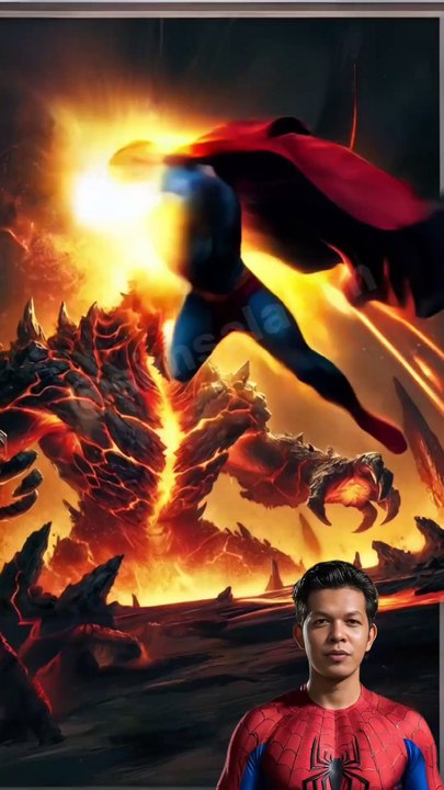 Superheroes Fighting with Lava