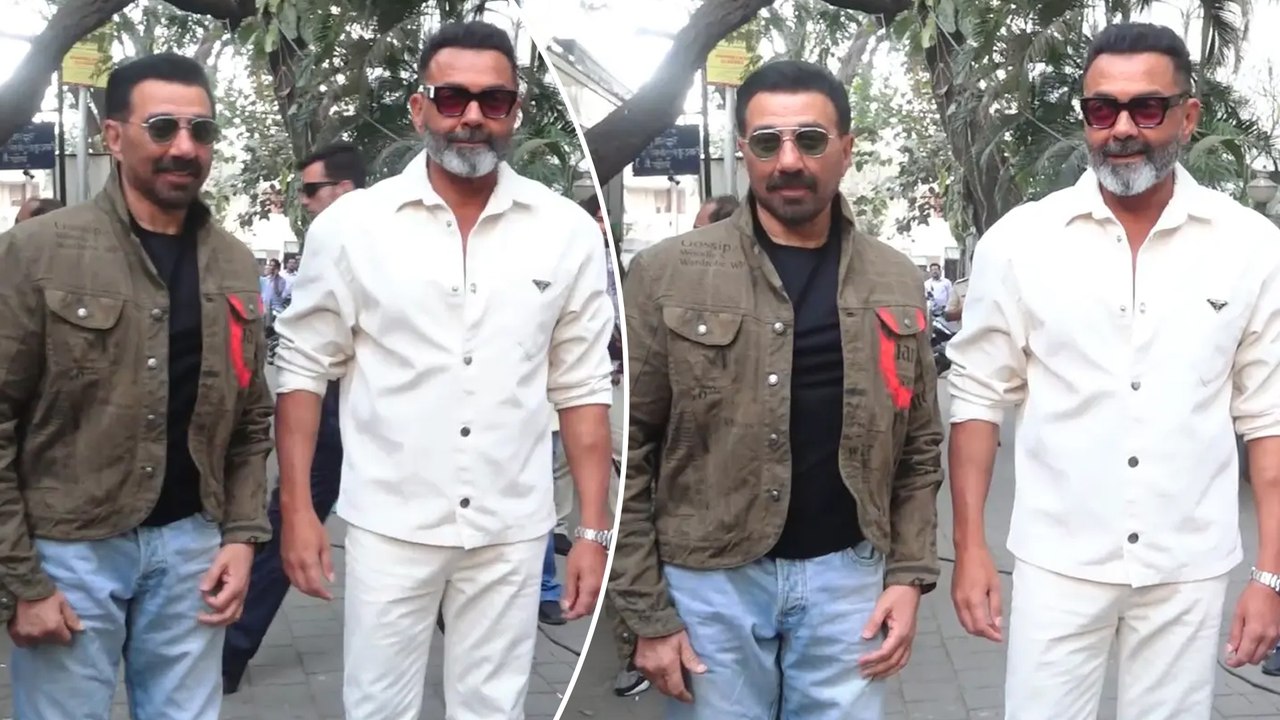 मुंबई के केसी कॉलेज के बाहर Sunny Deol और Bobby Deol एक साथ Dashing Look में आए नजर