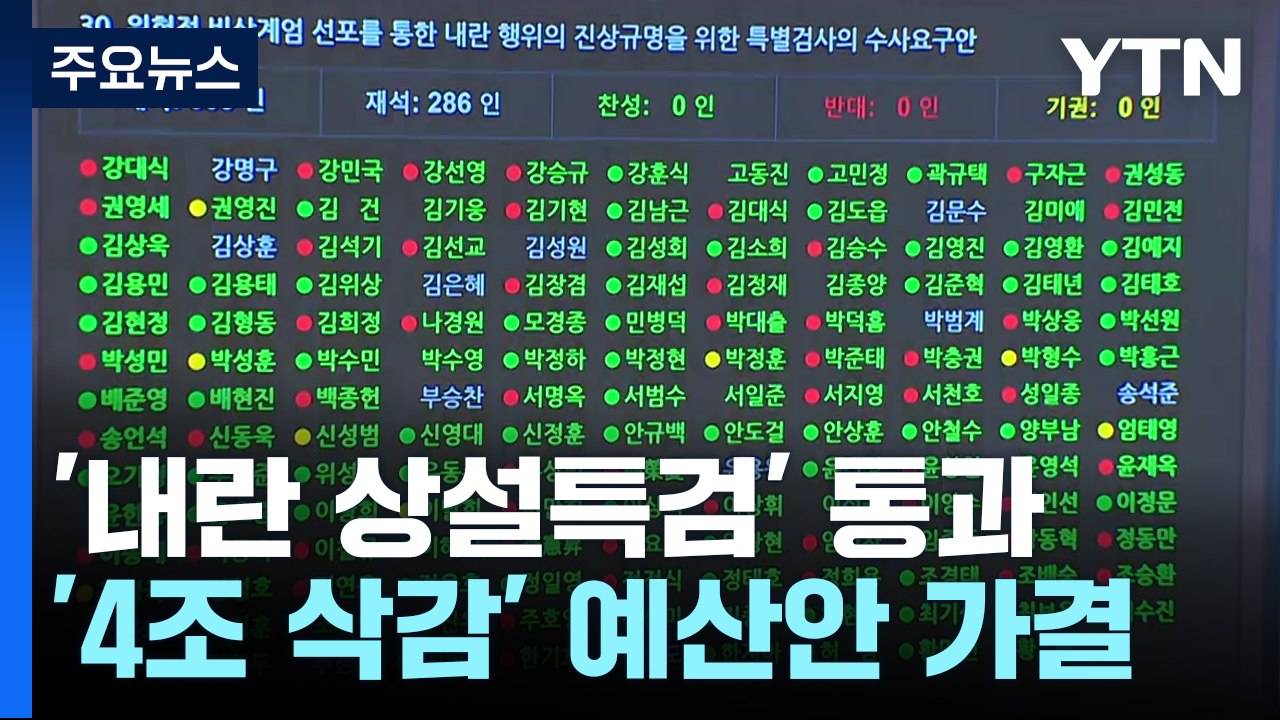 '내란 상설특검' 본회의 통과...'4조 삭감' 예산안 가결 / YTN