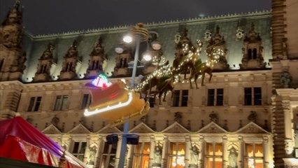People touring iconic Christmas market in Germany catch a glimpse of flying Santa Claus