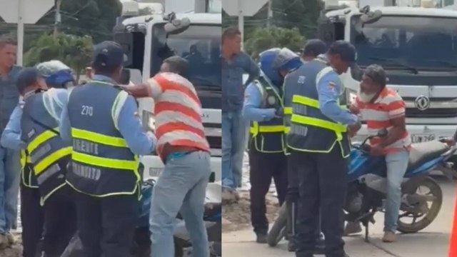 VIDEO | Se registró violento enfrentamiento entre agente de tránsito y motociclista en Cartagena