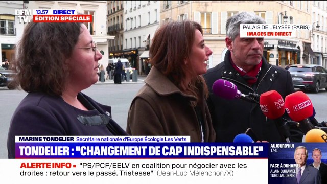 Consultations à l'Élysée: Marine Tondelier parle d'un changement de cap indispensable