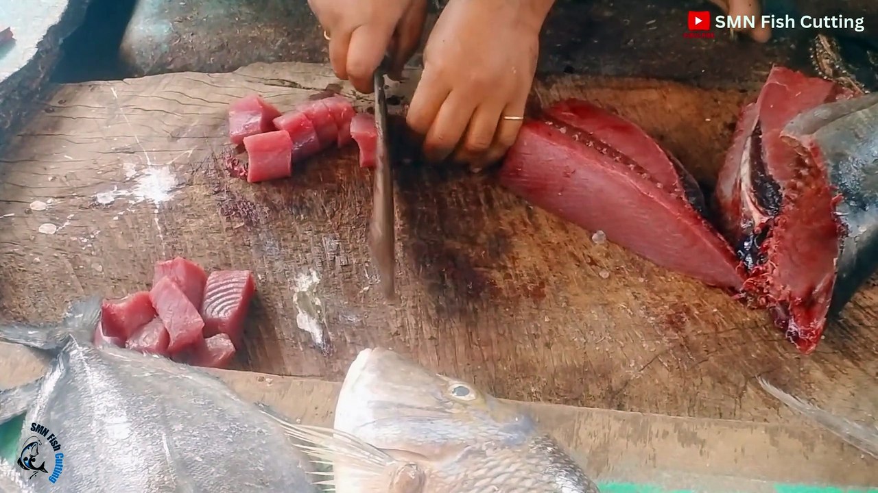 Black Tuna Fish Cutting Video at Fish Market India