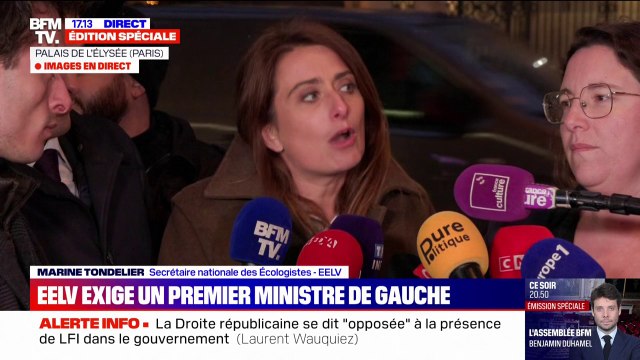 Nomination d'un Premier ministre: Encore un effort , demande Marine Tondelier (Les Écologistes) à Emmanuel Macron à la sortie des consultations à l'Élysée