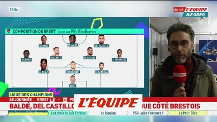 Une défense à 5 pour Brest face au PSV Eindhoven - Foot - C1