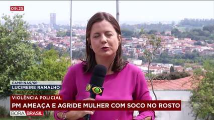 PM agride mulher com soco no rosto e vítima cai no chão no interior de SP