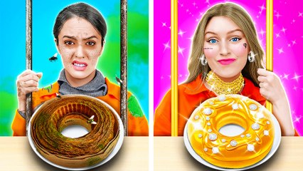 🚨 CUISINE EN PRISON : RICHE 💸 vs PAUVRE 🥄 || Astuces Alimentaires & Recettes Folles par 123 GO! FOOD