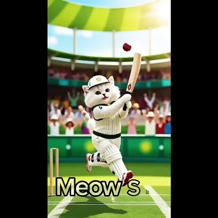 Whiskers Wields the Willow__Funny Cat Plays Cricket_Perfect Pitch_cat _cricket_kitten_cricketlover(360P)