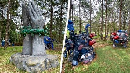 Brit finds "weird" Covid theme park in Vietnam - complete with pathogen sculptures