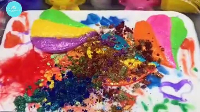Rainbow Fish ASMR Slime Mixing with Makeup & Glitter! 🐠🌈✨