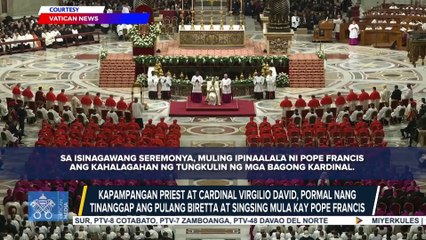 Kapampangan priest at Cardinal Virgilio David, Pormal nang tinanggap ang pulang Biretta at singsing mula kay Pope Francis