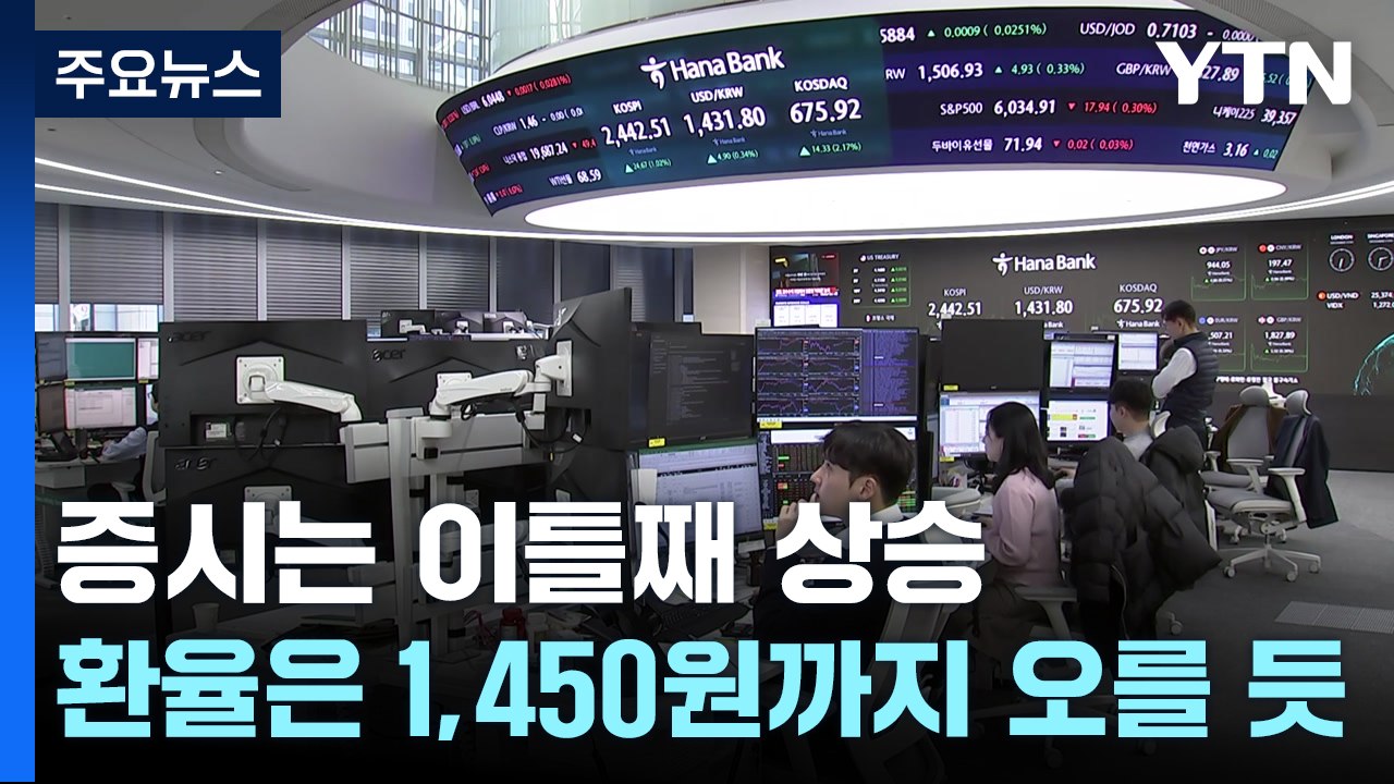 증시는 이틀째 상승...환율은 1,450원까지 오를 듯 / YTN