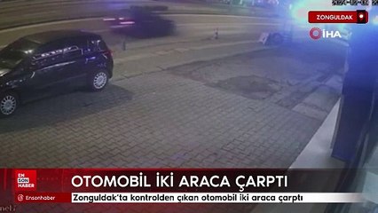 Zonguldak'ta kontrolden çıkan otomobil iki araca çarptı
