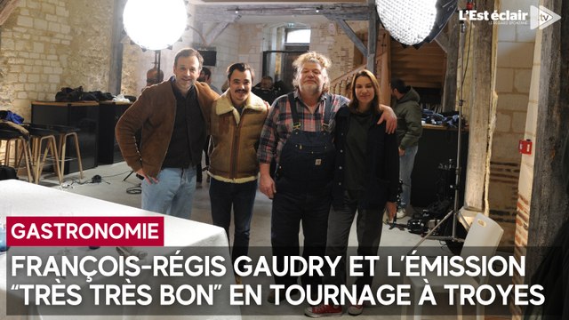 François-Régis Gaudry et son équipe de l’émission Très Très Bon en tournage à Troyes