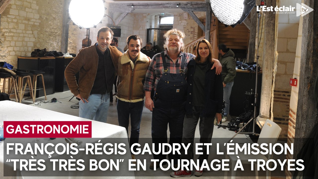 François-Régis Gaudry et son équipe de l’émission "Très Très Bon" en tournage à Troyes