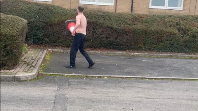 Kung Fu fantasy: Man pretend to be a Kung Fu hero battling invisible villains