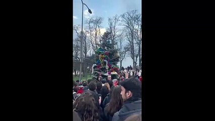 Yıldız Teknik Üniversitesi'nde yılbaşı ağacı gericilere rağmen süslendi