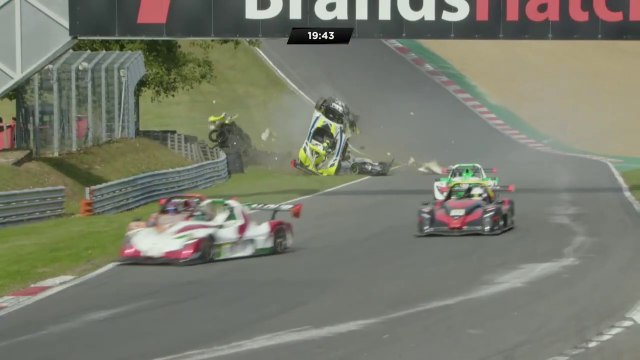 Radical Cup UK SR3 2024 Brands Hatch Race 3 Start Tyler Pinkerton Big Crash