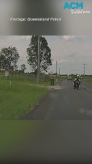 Motorcyclist narrowly escapes crash whilst driving on wrong side of the road