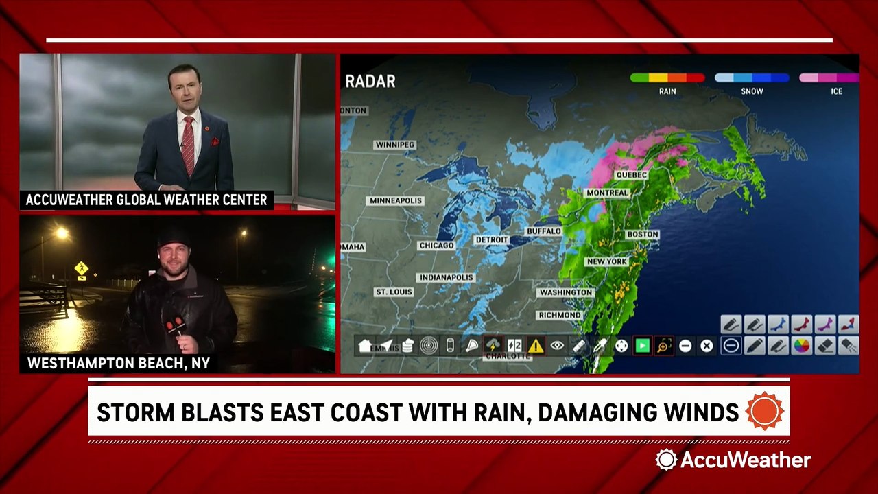 Storm hammers the East Coast with heavy rain, snow and wind
