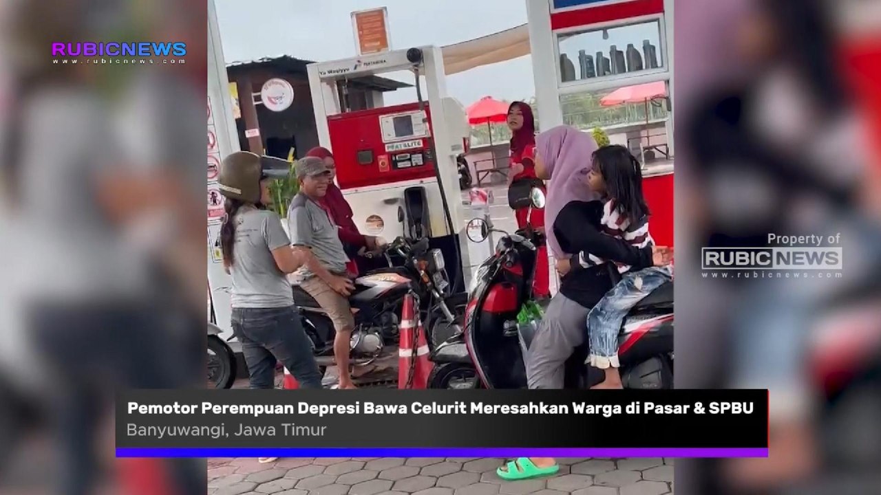 Pemotor Perempuan Depresi Bawa Celurit Meresahkan Warga di Pasar dan SPBU