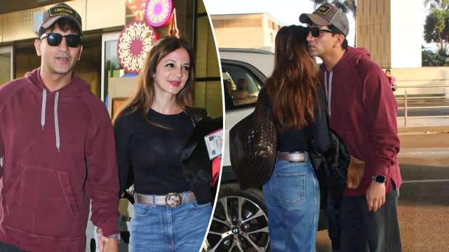 Sussanne Khan और Arslan Goni का मुंबई एअरपोर्ट पर दिखा स्टाइलिश लुक