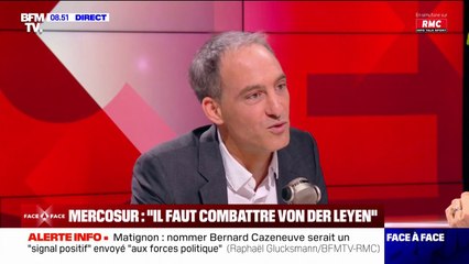 "Ça peut devenir le symbole de l'humiliation de la France": Raphaël Glucksmann évoque l'accord UE-Mercosur