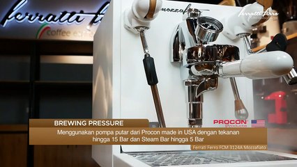 JUAL MESIN KOPI PROFESIONAL DILENGKAPI DENGAN DOUBLE BOILER - FERRATTI FERRO MOZZAFIATO 3124A WHITE