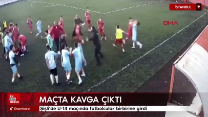 Şişli'de U-14 maçında futbolcular birbirine girdi