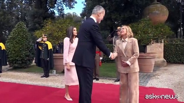 Letizia e Felipe di Spagna accolti a Villa Pamphilj da Giorgia Meloni