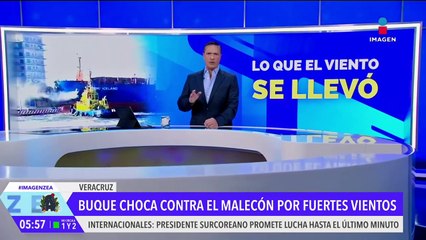 Buque choca contra el malecón del puerto de Veracruz
