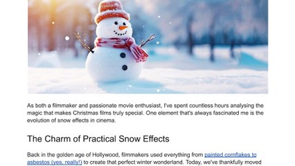 Practical Snow Effects vs. CGI in Christmas Films | Mark Murphy Director