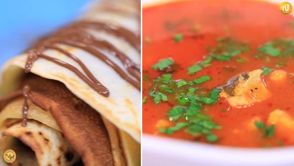 Soupe lange de oiseau au poulet, Crêpes roulées - koujinetna haka 4 Ep 29