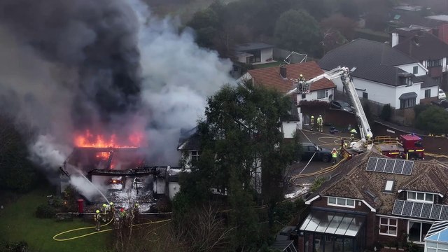 Watch as fire crews deal with blaze at house in East Sussex