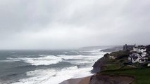 Stormy seas at Porthleven in Cornwall