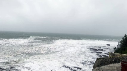 Waves at Porthleven in Cornwall during a storm