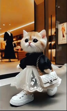 Cat stylish walking in the shopping mall