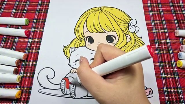 Cozy Girl and Cat Coloring Tutorial – A Heartwarming Winter Scene - Coloring Pages Free