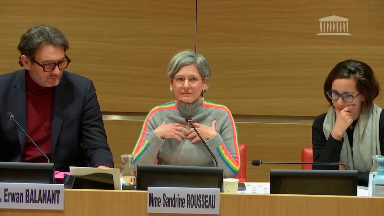 Sandrine Rousseau en larmes pendant une commission d'enquête sur les violences sexuelles