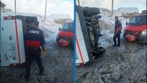 Hakkari'de öğretmenleri taşıyan minibüsün devrilmesi sonucu 11 kişi yaralandı