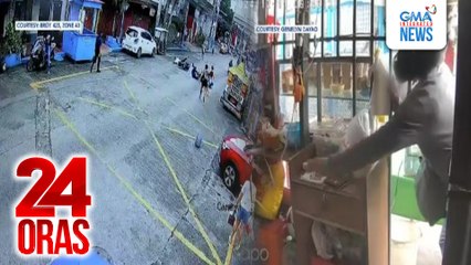 De-motorsiklong suspek, hinabol ng tindera; Sumalpok sa isa pang motorsiklo pero nakatakas | 24 Oras