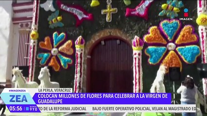 Colocan millones de flores en la parroquia de Santa María de Guadalupe en La Perla, Veracruz