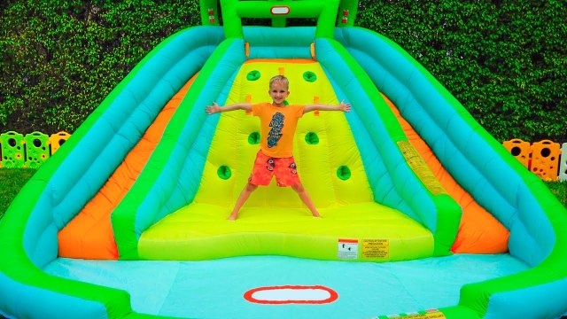 Vlad and Nikita play with inflatable Toys