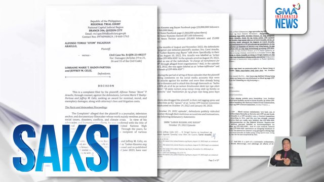Atom Araullo, nanalo sa inihaing civil case; Ex-Usec. Badoy at Celiz, pinagbabayad ng P2-M | Saksi