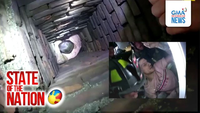 Lalaking tinutugis ng mga pulis, na-stuck sa chimney | SONA